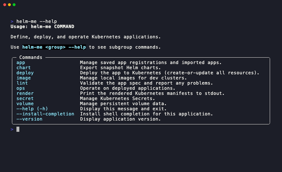 helm-me help output